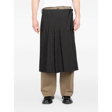 소시에떼아노님 플레이드 플리츠 킬트 미디 스커트