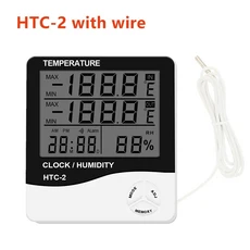 올스토어 HTC-2 가정 실내 온도계 디지털 디스플레이 미터 시계 기상 관측소 프로브 50, [01] HTC-2, 01 HTC-2, 01 HTC-2