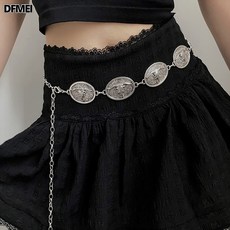 DFMEI 復古金屬牛頭腰鏈裙子裝飾雕花鏈條皮帶