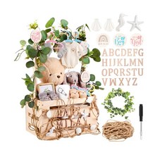 Junkin Wooden Baby Shower Crate Closet Gift Set Coastal Style Baby Shower Basket Decor with Custom