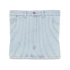 뮈글러 데님 스티치 디테일 탑