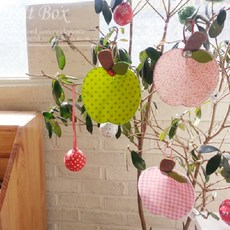 (기획상품)상콤달콤 애플 컵받침 바느질 펠트diy, 핑크체크, 1개