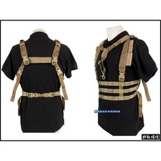 野戰搖滾-生存遊戲 高品質 MOLLE 輕便型織帶戰術背心 附戰術槍背帶 沙色 肚兜式 H帶, 黑色, 1個
