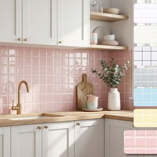 샤인홈리빙 DIY 입체형 접착식 데코타일 시트지 주방 욕실벽 셀프인테리어, 3D 무드타일_더스티핑크10P