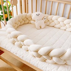 침대범퍼 침대울타리 범퍼침대가드 침대가드 트위스트, 4 가닥   유백색 흰색  세척 및 보호 가방