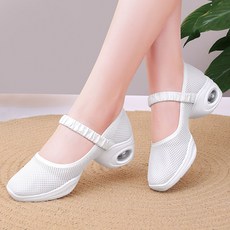 ROYALBELLE 여성 메쉬 스트랩 통기성 편안한 착화감 쿠션 충격흡수 에어굽 데일리 댄스화 B0080852