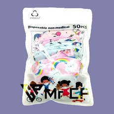 PINXIU 兒童卡通立體口罩 50入, 1個, 女童－立體隨機款式50入