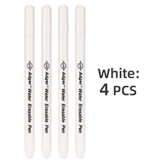 4Pcs 배니싱 패브릭 마커 공기 지울 수 있음/물 펜 Dressmakers Quilters 바느질 개념 색상, 02 White   4 Pcs