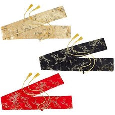 BENECREAT 3 Pack Sword Storage Bag 51.97inch Chinese Carrying Case Silk Material with Tassel Cord, Black/Red/Golden