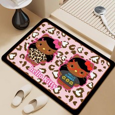 욕실 레트로 실리카 흡수 미끄럼방지 발매트, 1개, 블랙 스킨 캣 13