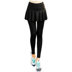 大碼女假兩件運動褲 - 吸濕排汗、高腰顯瘦裙擺、寬鬆舒適透氣健身褲