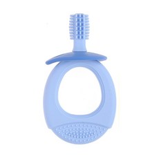 DFMEI 嬰兒牙刷磨牙棒寶寶牙膠0-1-2-3歲硅膠護齒訓練牙刷兒童乳牙刷廠, 1個, 如圖, 藍色+牙膠牙刷(無盒)