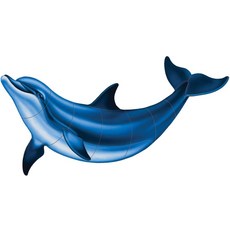 병목 돌고래 B 도자기 수영장 모자이크 36인치 x 18인치, 6" x 3"