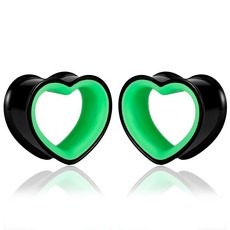 Maxbott Heart Shape Ear Tunnels Plugs 316 Stainless Steel Heart Hollow Double Flared Ear Gauges Tu, Maxbott Heart Shape Ear Tunnel