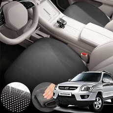 기아 스포티지(뉴)(04~10) 2.0 VGT 차량용 초슬림 통풍 시트 커버 블랙 2개 세트