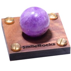 SmileRocks 石麥 紫水晶球 附胡桃木底板 居家擺飾 風水擺件, 紫色