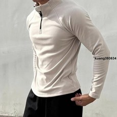 雙面德絨打底衫男運動休閒上衣，跑步長袖立領半拉鍊衛衣，秋冬保暖帥氣有型