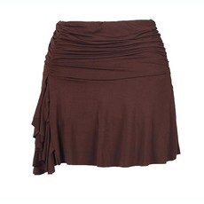 여성용 반바지 루즈 미니 슬릿 라틴 살사 스커트 댄스 의상 ZYMOZYM 블랙 러플