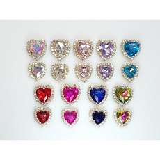 하트 큐빅 비딩 캡보석 의류 리본 장식 크리스탈 스톤 12x12mm/10x10mm 골드캡, LT로즈, 하트 10 x 14mm