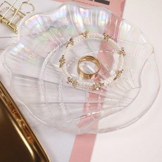 홀로그램 조개 트레이 접시 악세서리 악세사리 그릇 촬영 소품, 레터링 없음(X)