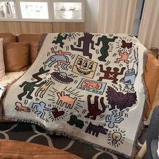 담요 스타일 룸 침실 빈티지 커버 더블/3인용 0x60cm 거실 수평버전 소파 소파, 1개, K. 그래피티세로 버전 30x60cm 소파 인용 소파