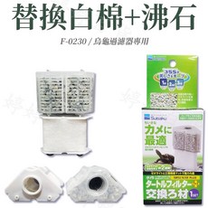 日本Suisaku水作 烏龜過濾器 S號 澤龜缸低水位適用, 1個, 替換白棉 +沸石 一組