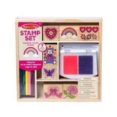 Melissa & Doug 디즈니 프린세스 나무 스탬프 세트: 스탬프 9개 5가지 컬러 펜슬 및 2색 스탬프 패드