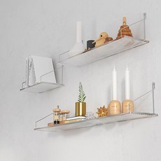 리빙공감 무타공 벽걸이선반 벽선반 다용도 정리함, 1단, 투명 물결