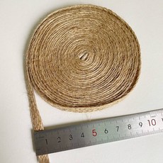 노끈 포장 공예 플랫 땋은 황마 삼베 리본 Macrame 수제 홈 대마 로프 꼬기 문자열, width 8mm, 1개