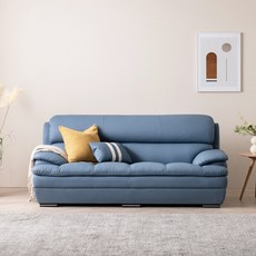 세계로가구 센트리움 신소재 비건레더 3인용 쇼파, 라이트블루 3인용 (스툴미포함)