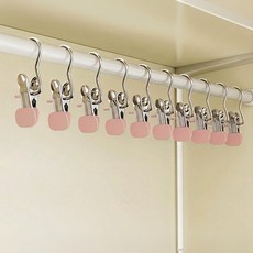 넓은 논슬립 스테인리스 바지 집게 옷걸이, 10개, 핑크