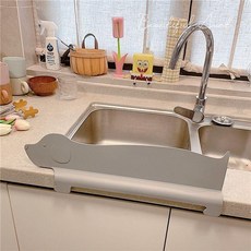 廚房水槽擋水板 硅膠防水防濺 吸盤式, 1個, 擋水板【萌狗灰色】