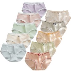 슬림소녀 여성팬티 순면 골지 스판 데일리 면 팬티 편안 삼각팬티 10종 세트