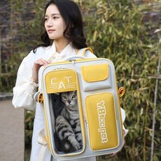 貓咪寵物雙肩背包 外出便攜可折疊大容量透氣狗狗手提包, 1個, 加厚黃大別墅 芝士寵物/多孔防咬-透氣防, 熱銷級別墅18斤內別寵寶寶 寵物適用