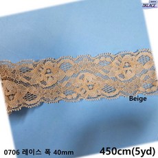DKLACE-0706 자가드 스판 레이스 / (폭 4cm 길이 1yd / 5yd / 10yd기준), 5개, 베이지