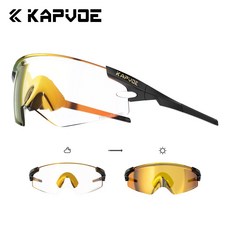 KAPVOE 運動太陽眼鏡，具備變色鏡片與可調式鏡腳，適合自行車、釣魚、高爾夫與戶外運動, K410-04(變金)(送上管包), 1個