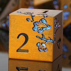 DnDnD 빛나는 DND 금속 주사위 세트 롤플레잉 게임 던전 앤 드래곤 RPG 및 기타 테이블 게임용 야광 블루 메탈, 플라워 브라스 블루