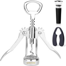 윙 코크스크류 와인 오프너 프리미엄 아연 합금 수동 병 주방 바 레스토랑 및 웨이터를 위한 고강도 다기능 도구 실버, Polished Silver