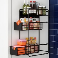 소프트엣지 슬라이딩 세탁기 자석 선반, 블랙, 1개