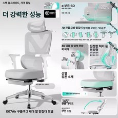 인체공학 컴퓨터 의자 허리 지지 사무실 게이밍 집용 편안한 등받이, 알루미늄 받침대, L형 낮은 팔걸이, 표준 E07 구름색 발받침 B