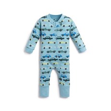 MONICA + ANDY 원피스 아기 파자마 여아 및 남아용 100% 유기농 옷 신생아 유아용 사이즈 체리 인 러브 2세 182483, Blue Classic Cars