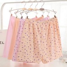 內褲女 媽媽老人純棉平角褲 寬松加大加肥褲頭中老年全棉可外穿褲衩日系穿搭, 1條裝純棉  顏色隨機,XL 推薦體重37.5-52.5kg