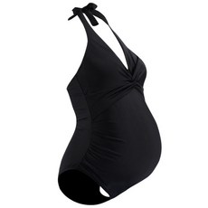 여성 수영복 임부용 바디 수트 수영복 브이넥 러플 백 타이 러치 조정으로 임신 수영복 착용 중단