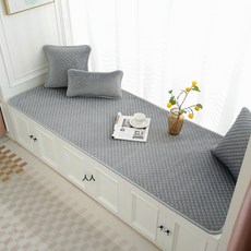 DFMEI 荷蘭絨鑽石絨牛奶絨法萊絨飄窗墊, 1cm, 絨飄窗墊 灰:50*60CM