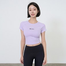 콘치웨어 크롭 반팔 운동티 여성 필라테스 헬스 요가복 러닝 그레이스 퍼플 연보라