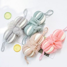 DFMEI 【快速起泡可拉伸】雙球沐浴球大號成人搓澡巾洗澡好物高顏值款浴, 1個, 拉伸浴花-粉白-1個