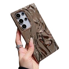 케이스ative 삼성 갤럭시 S25 플러스 케이스 플리츠 워터 리플 전기 도금 웨이브 패턴 소프트 폰 (골드 플러스), Gold