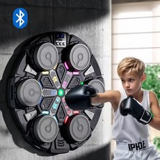 복싱글러브증정 가정용 블루투스 뮤직복싱기계 샌드백 유산소 다이어트 복싱연습 간이설치, 블랙