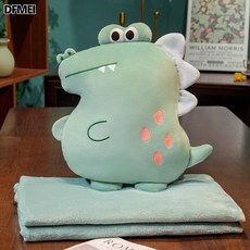 DFMEI 卡通二合一抱枕毯兩用抱枕暖手公仔辦公室蓋腿神器午睡枕, 多巴胺鱷魚