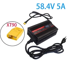 호환OHRIJA 58.4V 5A 충전기 스마트 알루미늄 케이스는 16S 51.2V OLED 디스플레이 LiFePO4 배터리 고속 48, 04 AU-220V, 01 China Mainland, 05 XT90